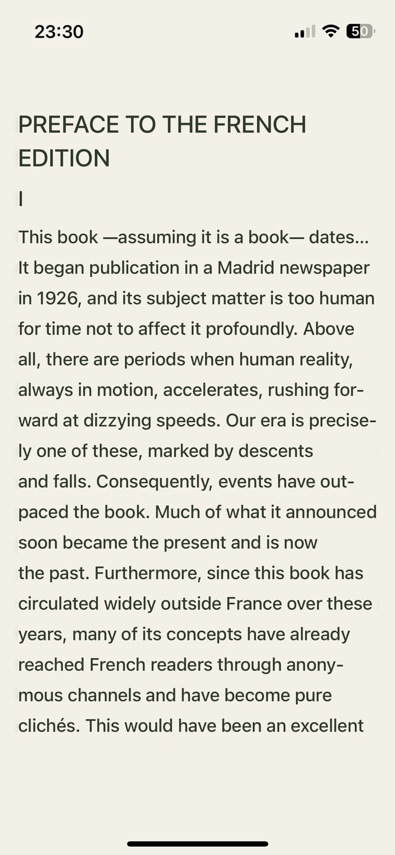 The English translation of The Voyage of the Beagle displayed in the Globoox reader.