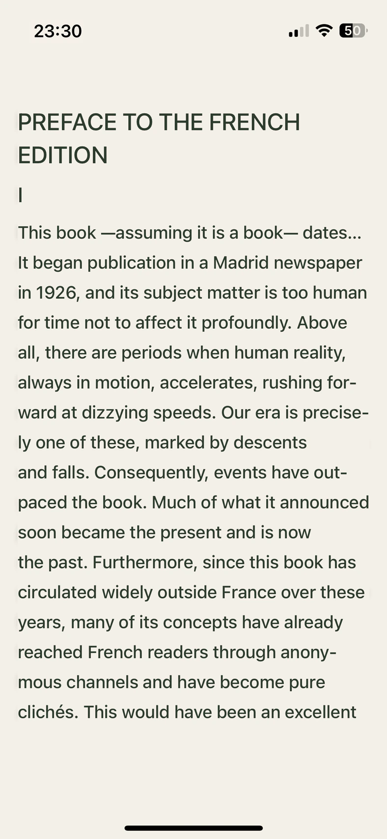 The English translation of The Voyage of the Beagle displayed in the Globoox reader.